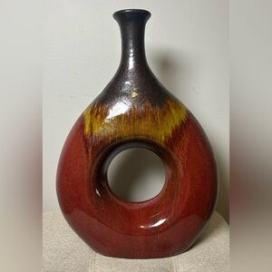 CMC Japan Decorative Vase Ceramic Red and Brown Ombré Glossy Sparkle